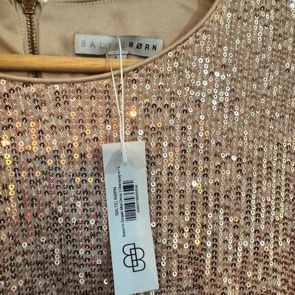 NWT Baltic Born Socorro Sequin Midi Size Large Rose Gold Side Slit Dress - Picture 3 of 4